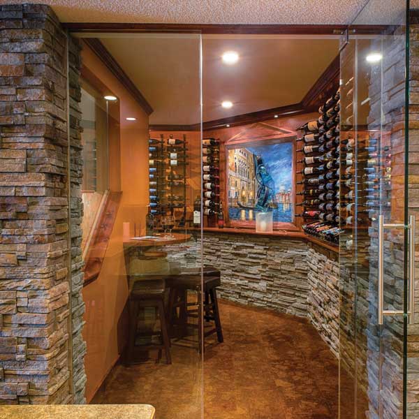Wine Cellar Glass Entrance by Valley View Glass